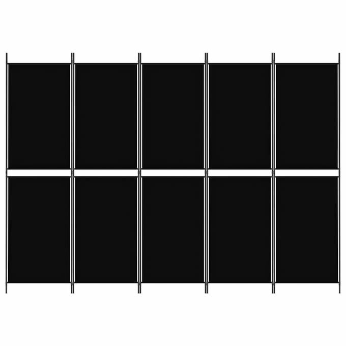 vidaXL - Kamerscherm - met - 5 - panelen - 250x180 - cm - stof - zwart