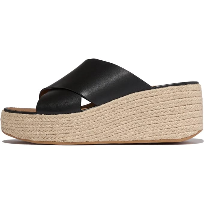 FitFlop Platfforms espadrille leather wedge cross slides