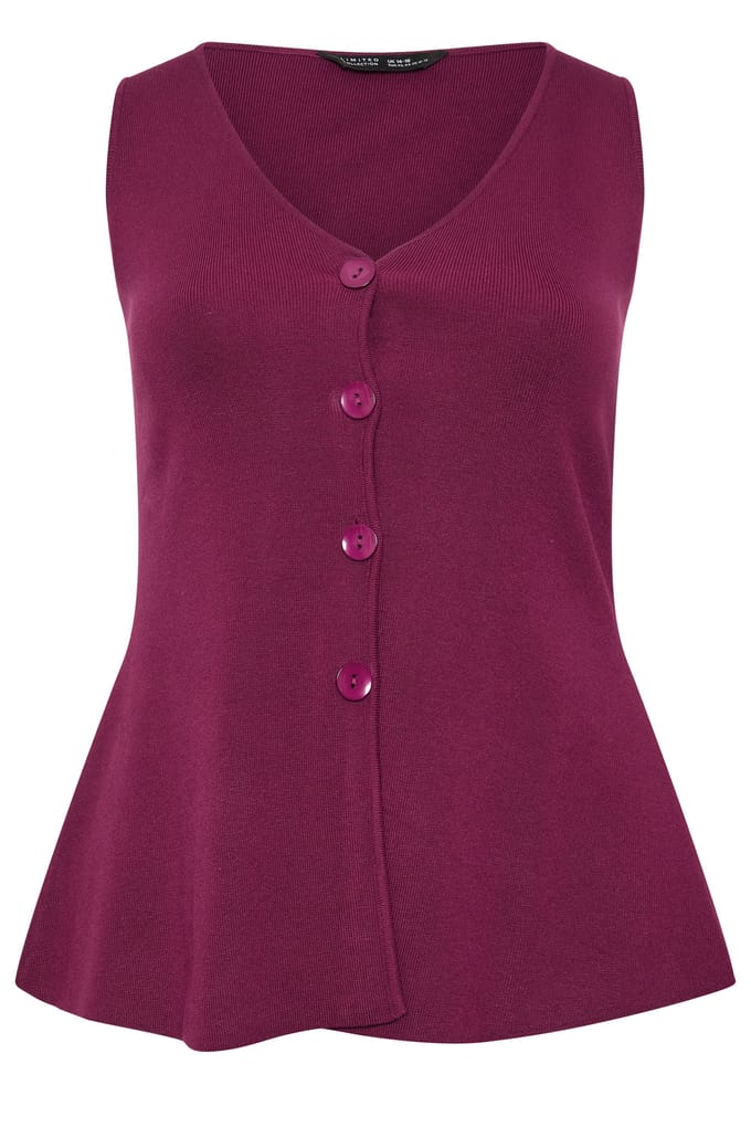 Limited Collection Bordeauxrood Vest Met Uitlopende Zoom Size 46-48