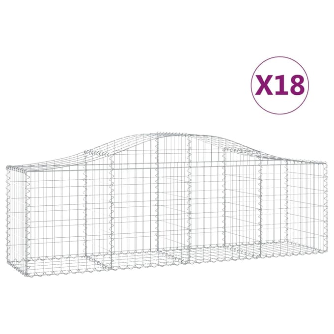 vidaXL - Schanskorven - 18 - st - gewelfd - 200x50x60/80 - cm - gegalvaniseerd - ijzer
