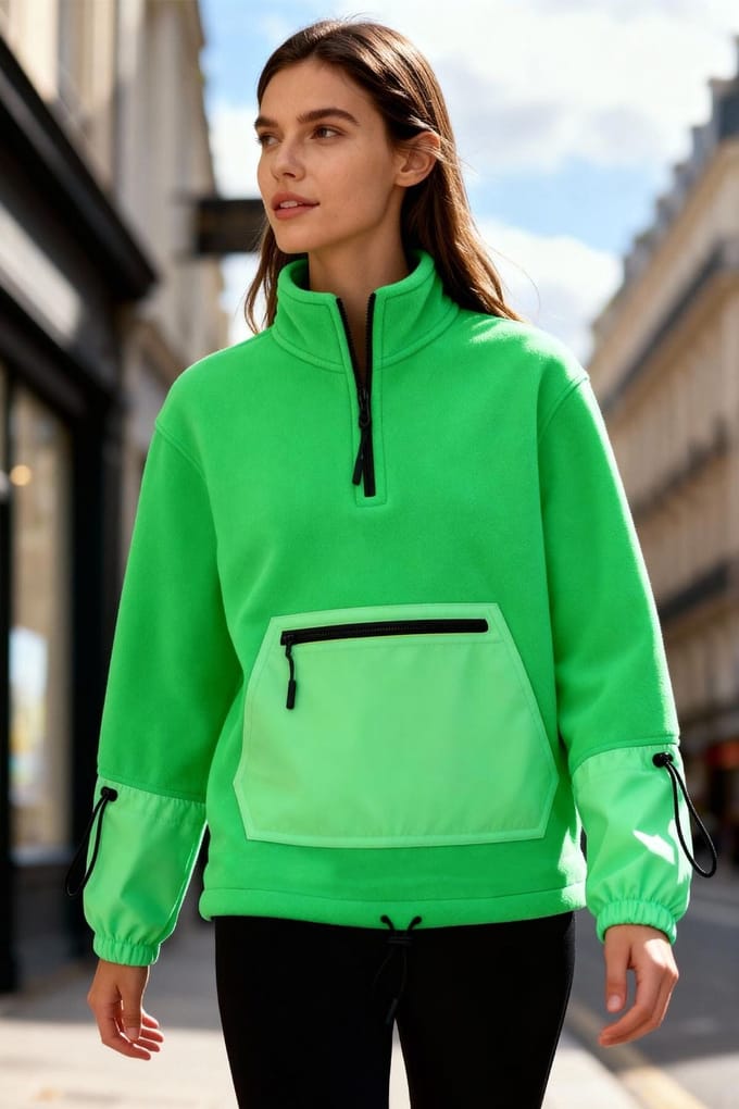 Overmaatse Pluche Halve-Rit Sweatshirt