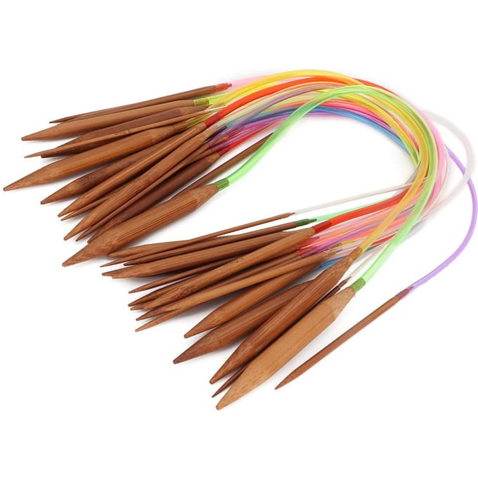 Multicolor plastic buis gecarboniseerde dubbele ringvormige bamboe trui naalden(60 cm23,6 inch) brown