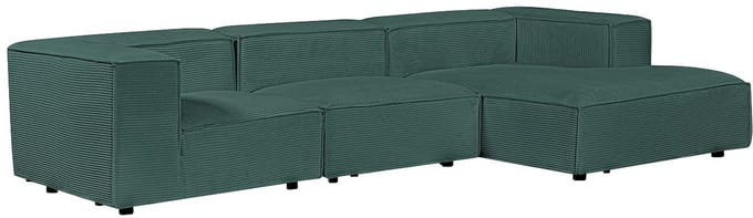 Vente-unique Modulaire hoekbank rechts in groen ribfluweel RUZOLO
