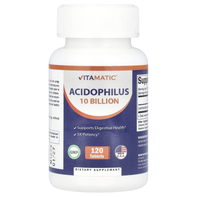 Vitamatic, Acidophilus, 10 milliards d'UFC, 120 comprimés