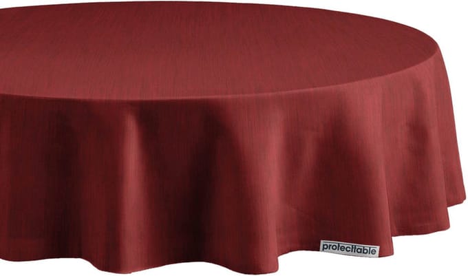 Protecttable - Rond Tafelzeil Linnenlook Wine Red Ø138cm - Tafelkleed Afwasbaar - Kunststof