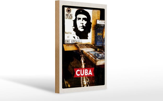 Holzschild Reise 20x30cm Cuba Karibik Che Guevara Demokratie