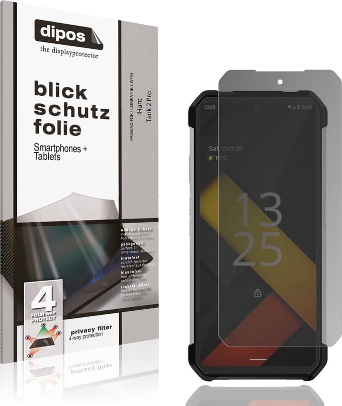 dipos – Matte Privacy Screenprotector geschikt voor iHunt Tank 2 Pro | Anti-Spy Beschermfolie