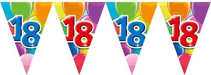 3x Vlaggenlijn 10 meter 18 jaar - Verjaardag Feestje Vlag Leeftijd