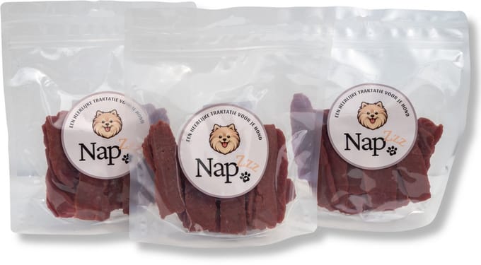 NapZZZ Hondensnack – Eend Jerky – 3x300g