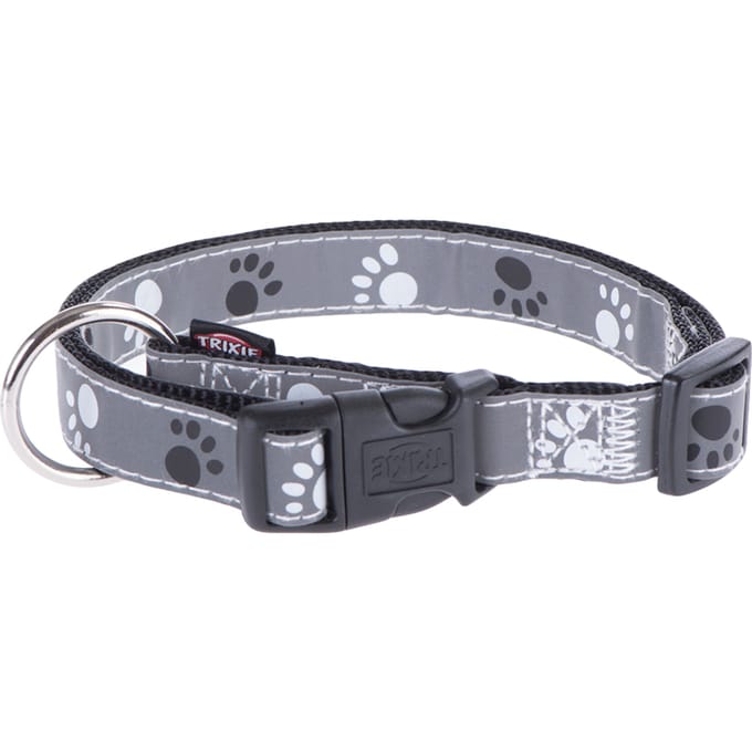 Trixie Zilver Reflect Halsband M-L: 35-55 cm/20 mm black/silver Grijs