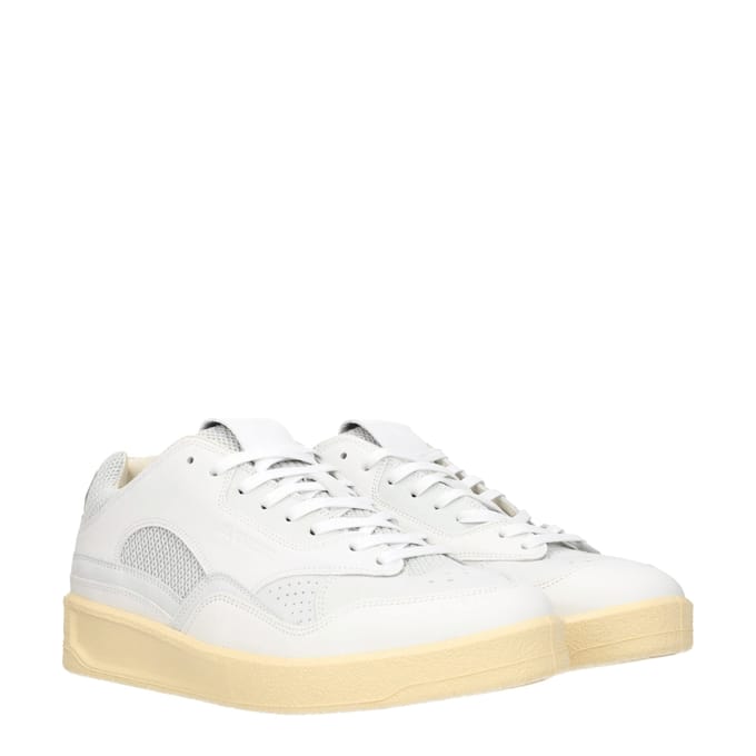 Jil Sander Witte Leren Lage Sneakers