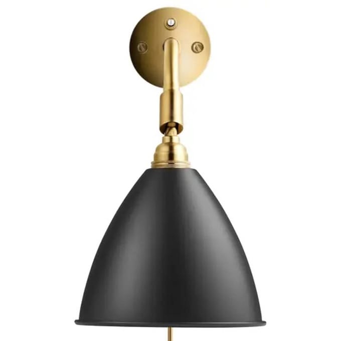 Gubi wandlamp Bestlite BL7, zwart/messing, Ø 16 cm, E14