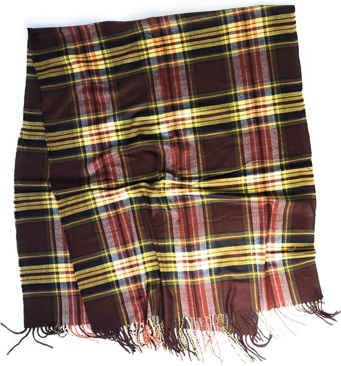 Warme geruite Schotse Plaid Sjaal in Roestkleur
