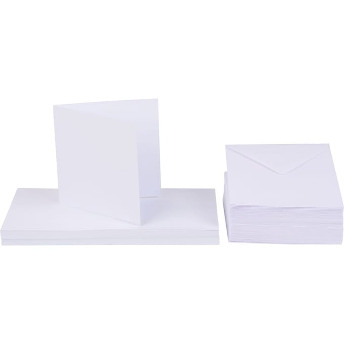 Dubbele kaarten met enveloppen "Wit", 10 x 10 cm, 50 stuks