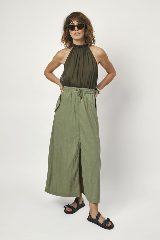 Dante6 Clive Parachute Cargo Skirt Thyme Green Größe: 34 | Midiröcke Outlet | Damen | Grün