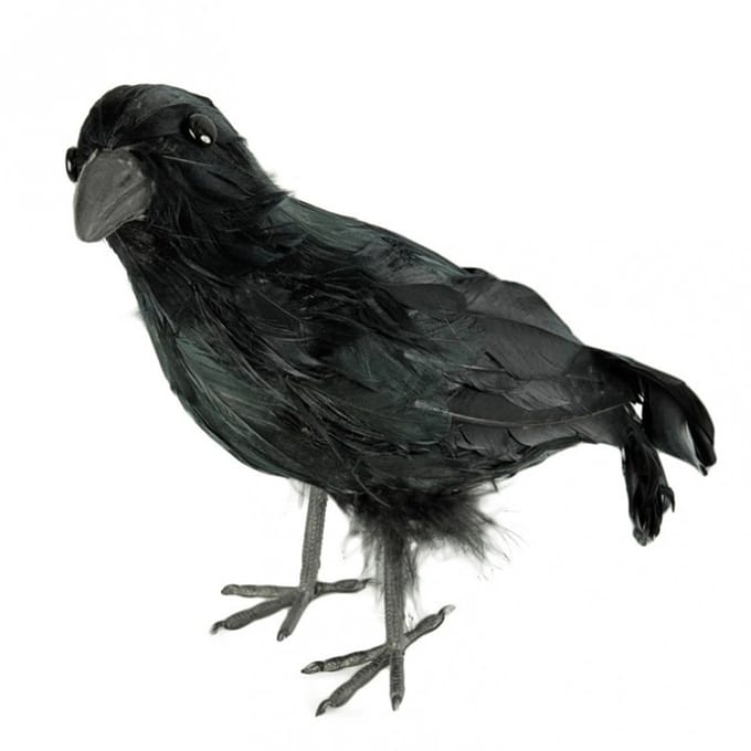 CHAKS Halloween raaf - Enge horror vogel decoratie van 32 cm - Zwart