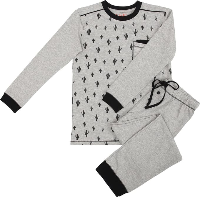 La-V pyjama sets voor jongens met all over print Grijs 152-158