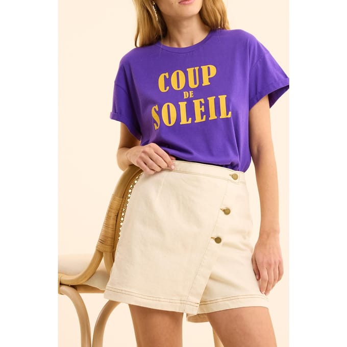 ICode Ecru Denim Skort With Ochre Topstitching Ecru Größe: 44 | Miniröcke Outlet | Damen | Blau