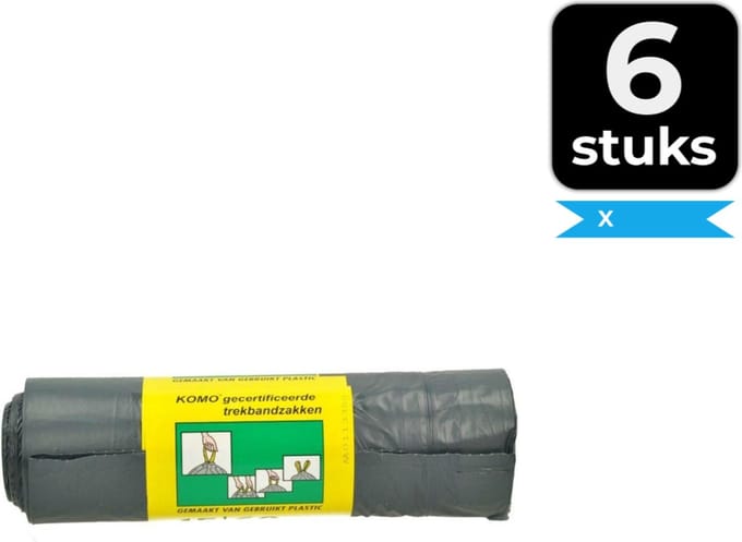 KOMO Afvalzakken met trekband - 60 l - 90 stuks