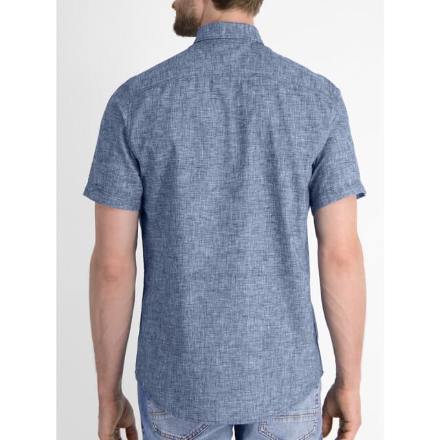 Lerros - Korte Mouw Overhemd - Heren - L - 473 SPACE BLUE - Katoen - 2562440