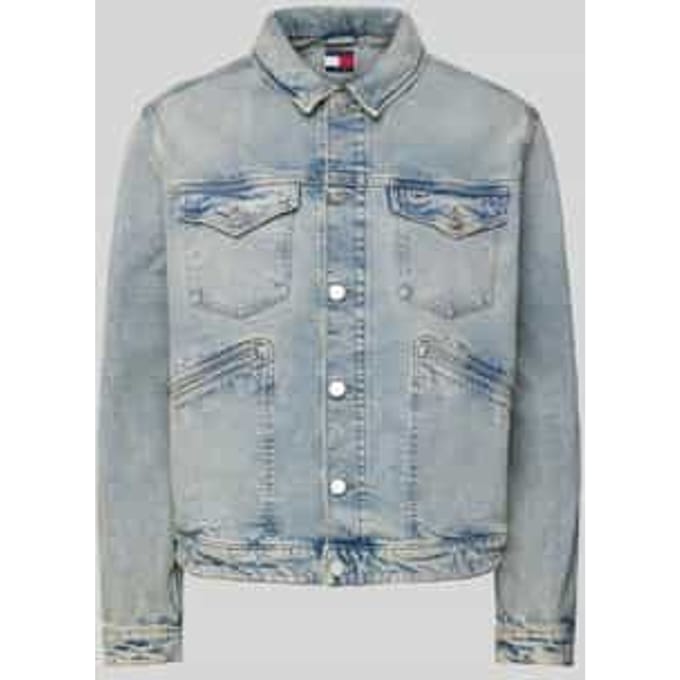 Regular fit jeansjack van katoenmix