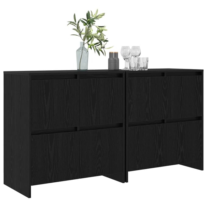 vidaXL - Dressoirs - 2 - st - Zwart - eiken - 70 - x - 41 - x - 75 - cm - Bewerkt - hout