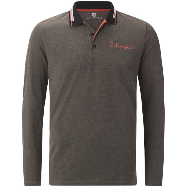Jan Vanderstorm herren Poloshirt Met Lange Mouwen - 56/58 - bruin - Plus Size