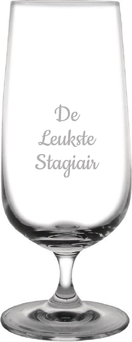 Gegraveerde bierglas op voet 41cl De Leukste Stagiair