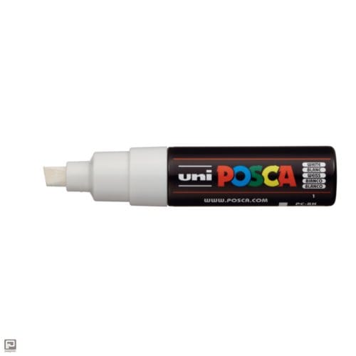 Posca marker met schuine punt schrijfdikte breed wit