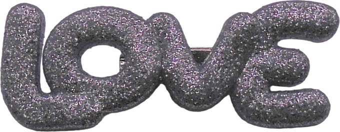 Broche kinderen zilver glitter - love