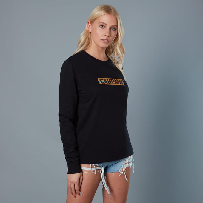 Harley Quinn Caution Sign Unisex Birds of Prey Sweatshirt - Black - S