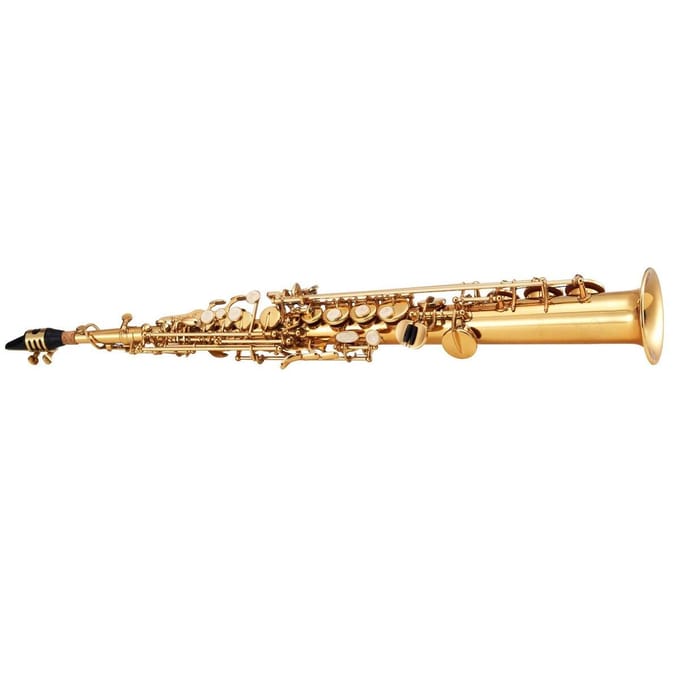 Goudmessing Rechte Sopraansaxofoon B-flat Sax met Koffer Mondstuk