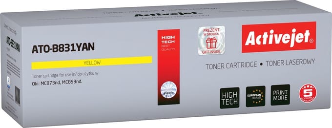 ActiveJet ATO-B831YN tonercartridge voor OKI-printers; Vervanging OKI 45862814; Opperste; 10000 pagina's; geel.