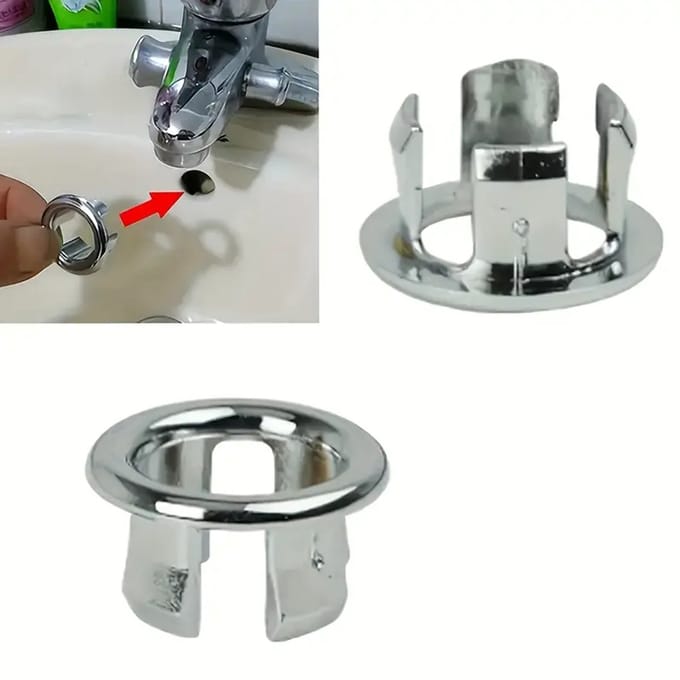 @ Lu’s Today® - Basic Bathroom Essentials - Wastafel Overloop Rozet – Rond – Chroomlook – ABS Kunststof – Ø 22–24 mm