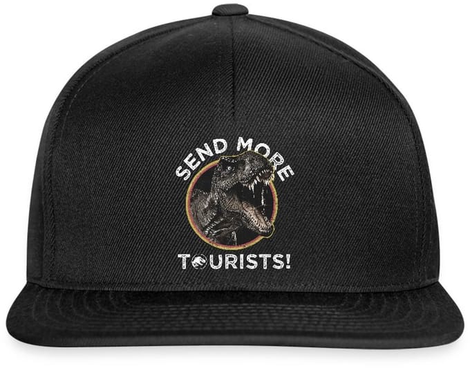 Jurassic Park T-Rex Send More Tourists! Snapback cap