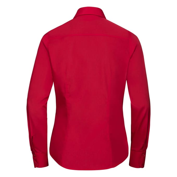 Russell Collection Dames/Dames Polycotton Slim Shirt met Lange Mouwen (Klassiek rood)
