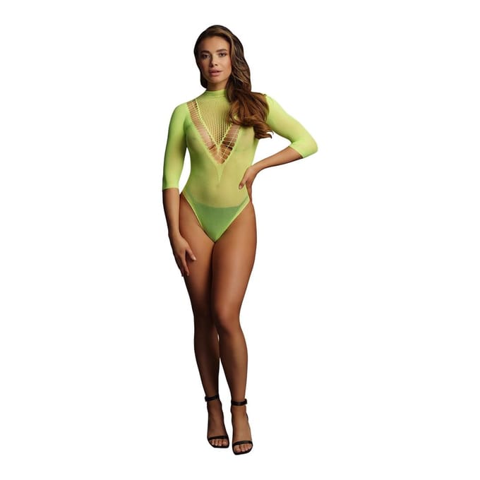 Le Désir by Shots Sexy Korte Mouwen Teddy - Groen - Maat One Size