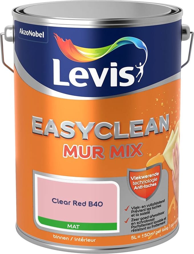 Levis - Easyclean Mur Mat Mix - Clear Red B40 - Mengverf - 5 L