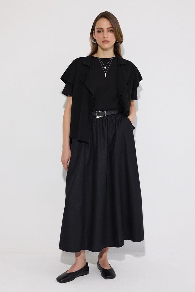Touché Privé - Linnen rok met elastische taille - Zwart - Dames