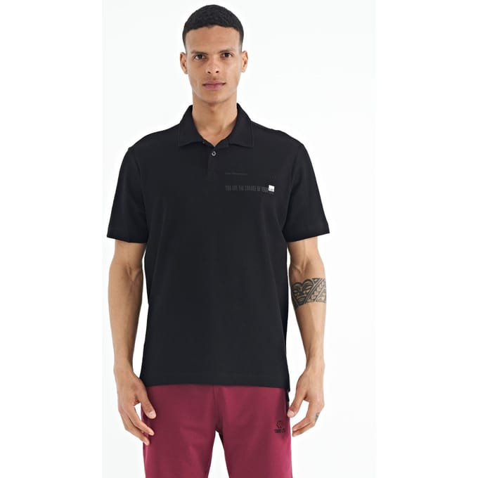 Heren Katoenen Polo T-Shirt Met Tekstprint