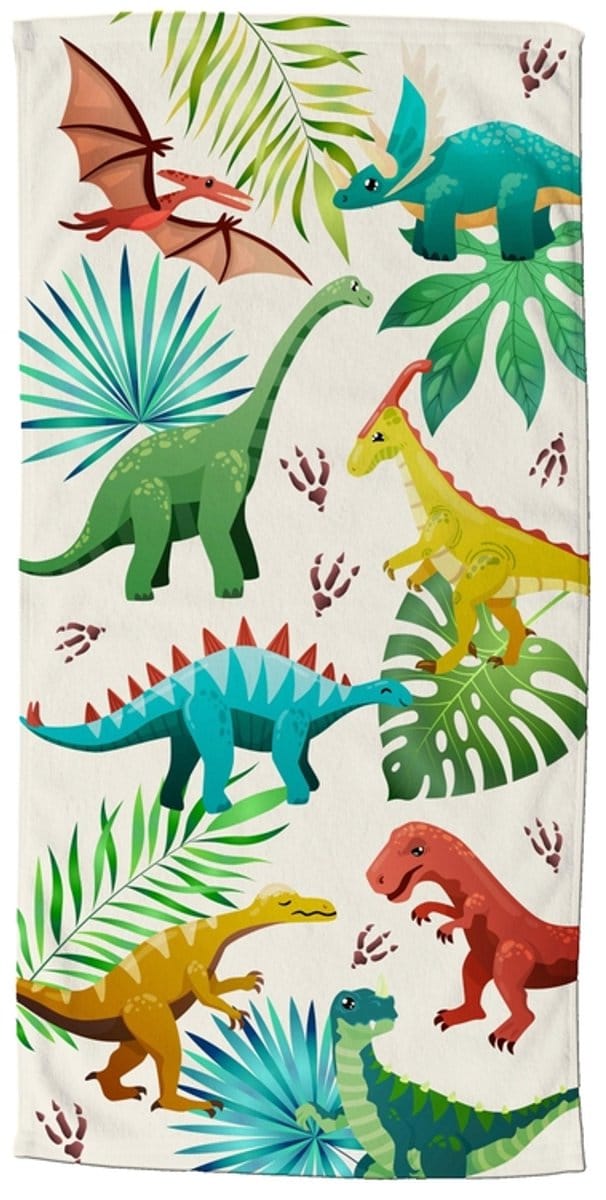 Good Morning Kinderstrandlaken "dinosaurussen" - Multi - (75x150 cm) - Microfiber