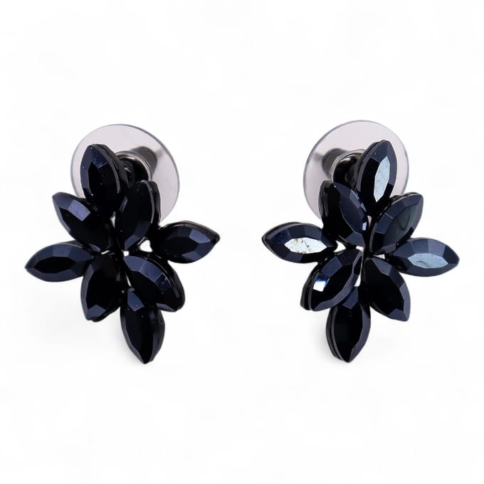 Gitzwart - Vintage glas - Bloemen - Oorbellen