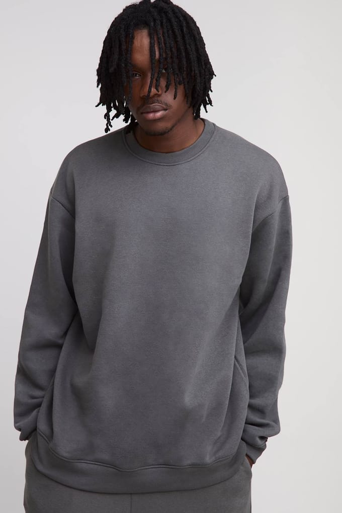 Tall Essential Oversized Crew Neck Sweatshirt | Charcoal | Size Medium
