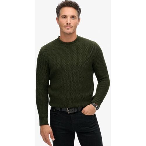 Superdry De Merchant Store-getextureerde Trui met Ronde Hals Khaki Grootte: M