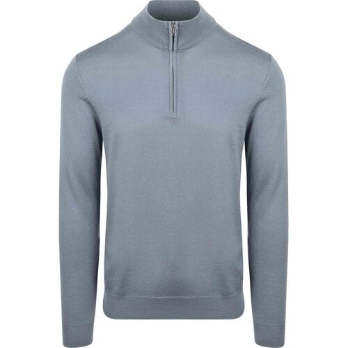 Profuomo Half Zip Pullover Merinowol Blauw - Maat S - Heren - Quarter zip