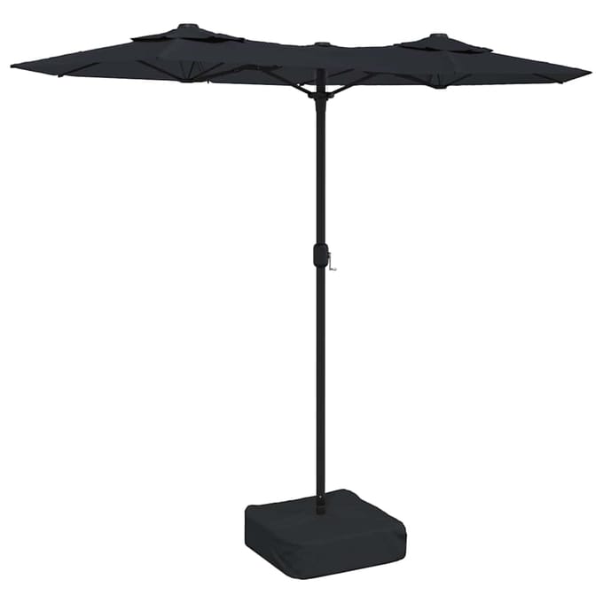 vidaXL - Parasol - dubbel - dak - 316x145 - cm - zwart