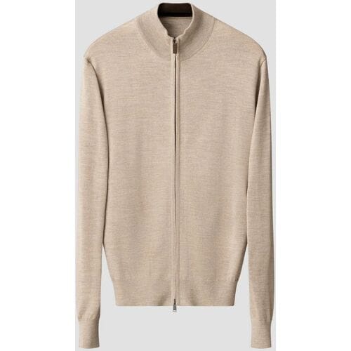 Eton Vest Full Zip Knit Merino Extrafine Beige / male