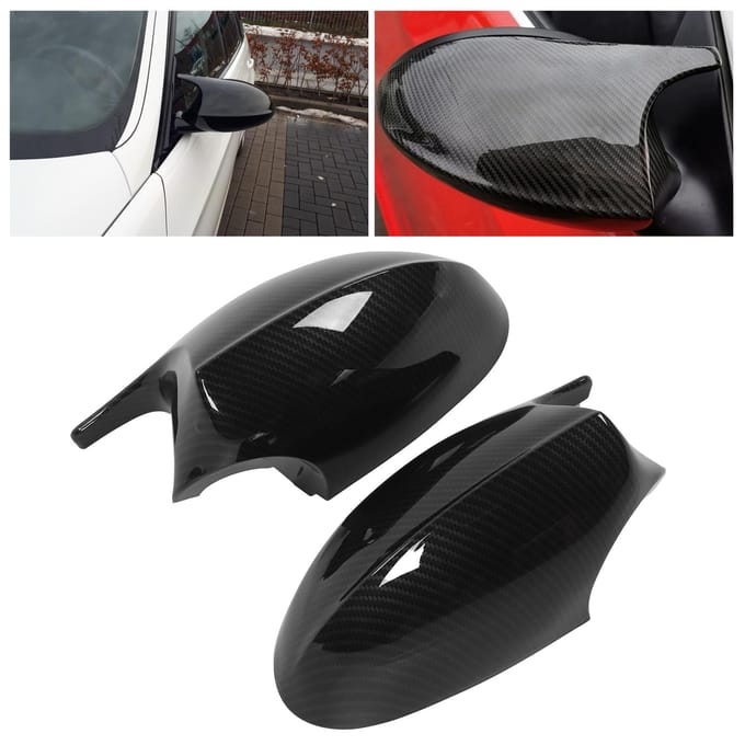 2 stuks Koolstofvezel Stijl Zijspiegelkappen Beschermhoes Geschikt voor E90 E91 E92 E93 black