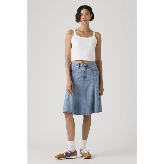 Levi's Godet Knee Length Lightweight Skirt Maat: W25 | Midi Rokken Outlet | Dames | Blauw