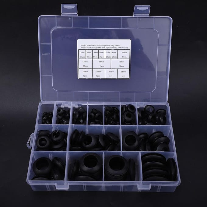 200 Stuks Kabelboom Doorvoerrubbers Rubberen Borgring Afdekgat 3 25mm Bedrading Kabelpakking blue
